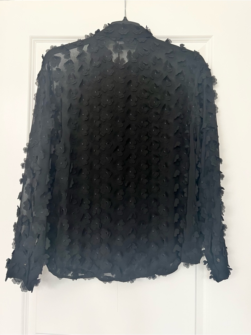NWT Zara RARE & Retired HTF Black Floral Appliqué Button-Front Shirt Stunning! - Picture 5 of 11